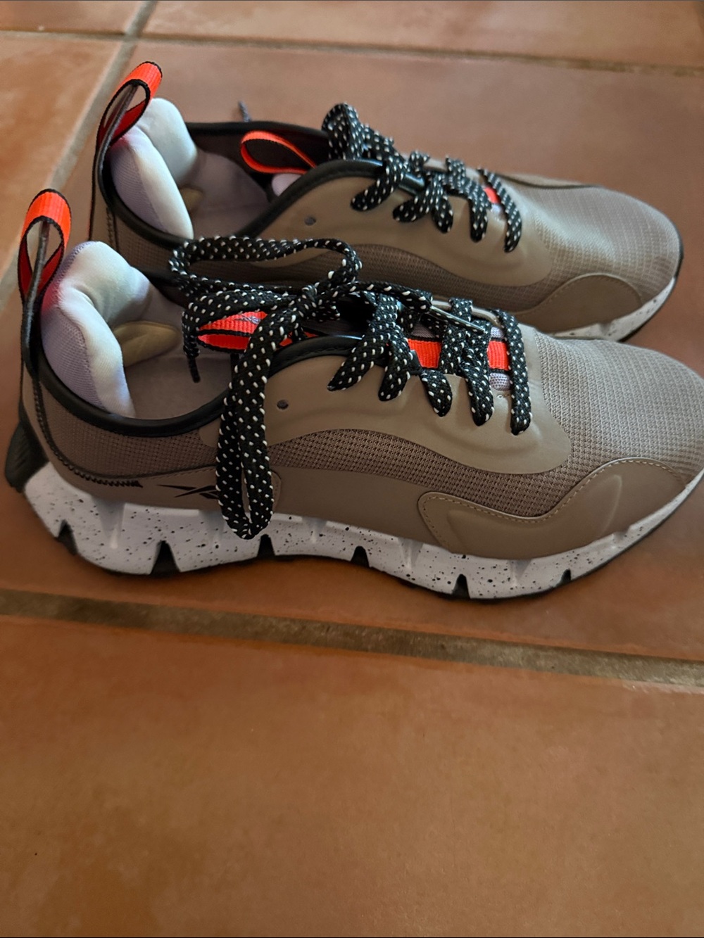 Reebok Kids Athletic Sneakers in Tan with Orange Accents